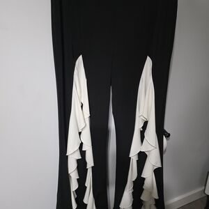 Chic Black and Cream Flare Pants